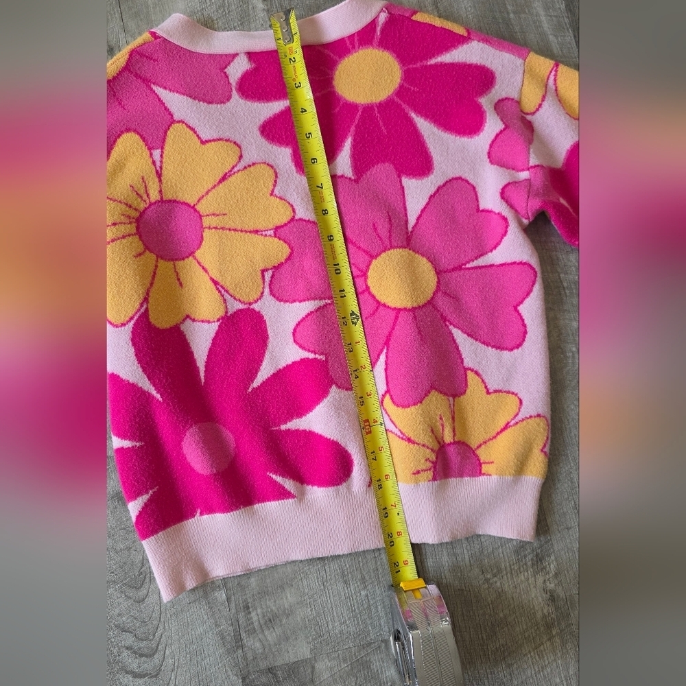 Floral Pink and Yellow Cardigan - Picture 6 of 7